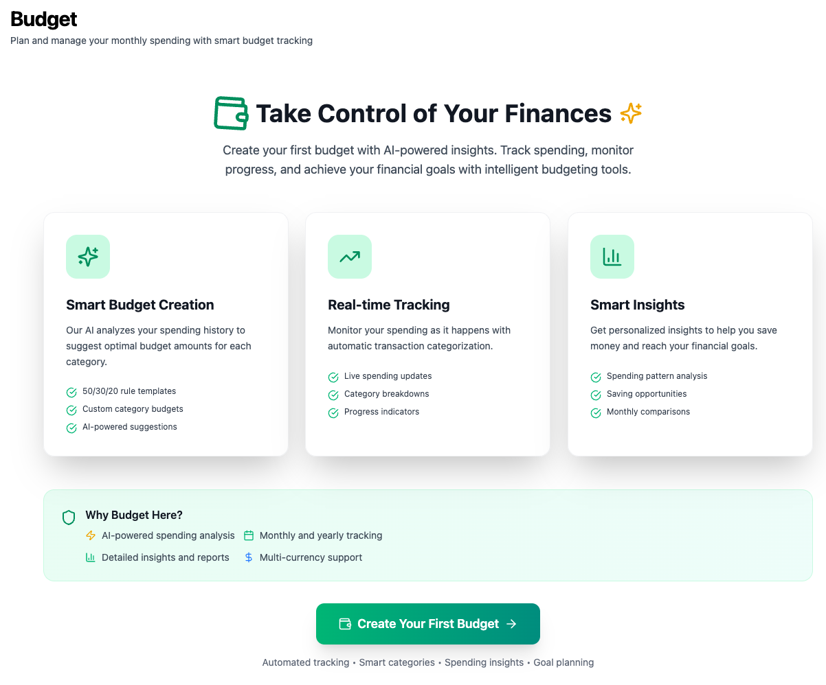 Clarvia smart budgeting dashboard with category tracking